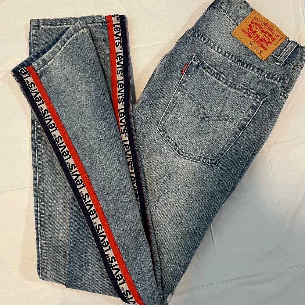 Levi's 511 Slim teens Blue Jeans Size 16R W28 L28 Ribbon Side Detail